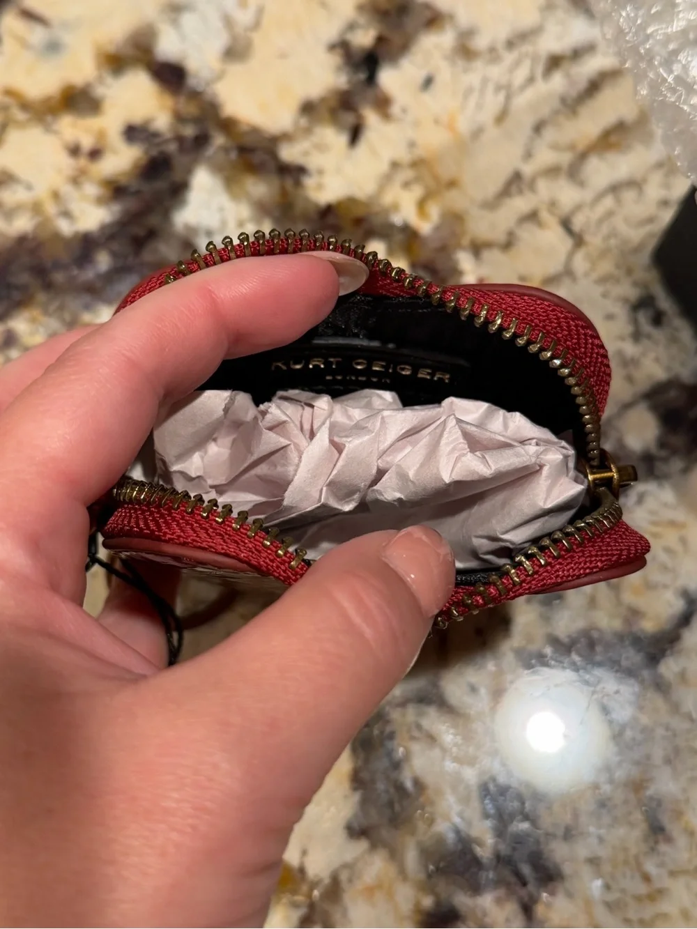 Kurt Geiger Red Patent Heart Key & Card Holder Charm Coin Pouch.